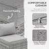 Outsunny Armless Rattan Garden Chair, Outdoor Rattan Chair with Cushions, PE Wicker Garden Furniture with Steel Frame, Adjustable Footpads for Garden, Terrace, Light Grey