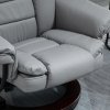 HOMCOM Recliner Chair With footstool, Recliner Armchair up to 130kg Weight Capacity, 135 Reclining Swivel Sofa Chair, PU Leather Ergonomic Couch Bed with Swivel Wood Base for Living Room, Grey