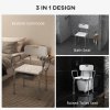 HOMCOM Height Adjustable Shower Chair with Arms and Back, Non-Slip Shower Stool, Bedside Commode with Detachable Bucket for Elderly, Seniors, Disabled, White