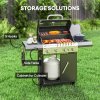 Outsunny 4+1 Burner Gas BBQ Grill with Clear View Lid, Portable Gas Barbecue Grill with Built-in Thermometer, Side Table, Cabinet, Wheels, Grease Tray for Garden Party Outdoor Cooking, Black