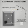 HOMCOM Bathroom Mirror with LED Lights, Illuminated Makeup Mirror with 3 Colours, Defogging Film and Memory Function, Hardwired, Horizontal or Vertical, 90 x 70cm