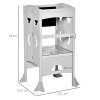 HOMCOM Kids Step Stool Toddler Kitchen Stool with Blackboard Lockable Handrail for Kids Kitchen Counter Grey