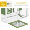 PawHut 2 Tiers Rabbit Hutch and Run Wooden Guinea Pig Hutch Outdoor with Sliding Tray, Ramp, Water-resistant Roof, for 2-4 Rabbits, Green