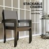Outsunny 5 Piece Garden Furniture Set, Garden Dining Set with Round Table and 4 Stackable Chairs, Steel Frame, for Outdoor, Patio, Terraces, Dark Grey