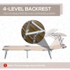 Outsunny Outdoor Foldable Sun Lounger Set of 2, 4 Level Adjustable Backrest Reclining Sun Lounger Chair with Angle Adjust Sun Shade Awning for Beach, Garden, Patio, Sand