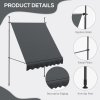 Outsunny 2 x 1.2m Free Standing Retractable Awning, Non-Screw Patio Sun Shade Shelter with Support Pole Stand and UV Resistant Fabric, for Window, Door, Porch, Deck, Dark Grey