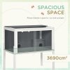PawHut Wooden Hamster Cages for Hamsters, Gerbils, Rutin Chickens, Small Animal Habitats with Shelf, 82 x 45 x 81cm - Dark Grey