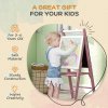 AIYAPLAY Kids Easel with Paper Roll 3 in 1 Art Easel for Toddlers Height Adjustable Double-Sided Kids Whiteboard Blackboard for Ages 3-6 Years - Pink