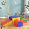 HOMCOM Baby Soft Play Set, 4 Piece Soft Play Equipment for Toddlers 12-36 Months, Climb and Crawl Foam Play, Kids Activity Play Toy, Red