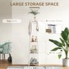 HOMCOM Coat Rack with Storage, Freestanding Coat Stand with 8 Hooks and 3-Tier Shelf, Clothes Rack for Bedroom, Entryway