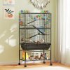PawHut Hamster Cage, 5 Tier Large Gerbil Cage on Wheels with 17 cm Deep Tray, Storage Shelf, Big Exercise Wheel, Tube System, Hut, Platforms, Ramps, Food Dish, Water Bottle, for Syrian Hamsters, Rats