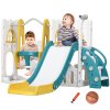 AIYAPLAY Toddler Swing and Slide Set, 6-in-1 Baby Climber and Swing Set, Kids Playground with Basketball Hoop, Telescope, Storage Space - Yellow