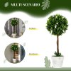 HOMCOM Set of 2 Decorative Artificial Plants Ball Trees with Lavender Flowers in Pot Fake Plants for Home Indoor Outdoor Decor, 60cm, White