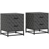 HOMCOM Bedside Tables Set of 2, Modern Bedside Table Nightstand with 2 Drawers, Bedside Cabinet Sofa Side Table with Storage, Steel Legs for Bedroom, Living Room, Grey