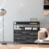 HOMCOM Bedroom Chest of Drawers, Fabric Dresser with 5 Drawers, Storage Organiser Unit with Open Shelves and Metal Frame for Living Room, Entryway