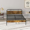 HOMCOM 4ft6 Double Bed Frame with Headboard, Platform Bed Frame with Underbed Storage, Slat Support, No Box Spring Needed, Easy Assembly, Rustic Brown
