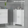 kleankin Triangle Bathroom Cabinet, Corner Bathroom Storage Unit with Adjustable Shelf and Recessed Door, Free Standing, White