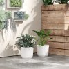 Outsunny Set of 2 Plastic Round Plant Pots Outdoor 22cm, Garden Planters, Flower Pots for Garden Decoration, Patios, Indoor, Outdoor, Home, White
