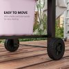 Outsunny Charcoal Grill BBQ Trolley with Adjustable Charcoal Grate, Garden Metal Smoker Barbecue with Shelf, Side Table, Wheels, Built-in Thermometer, Bottle Opener