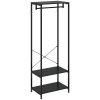 HOMCOM Coat Rack, 2-in-1 Clothes Stand with Shoe Storage, 168cm Free Standing Hall Tree with Hanging Rail and 2 Storage Shelves for Hallway, Entryway, Bedroom