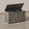 HOMCOM 100L Storage Chest, Storage Trunk with 2 Safety Hinges and U-shaped Cut-out Pull, Organiser Box for Living Room, Entryway, 80 x 40 x 45 cm, Charcoal Grey