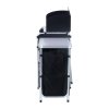 Outsunny Portable Camping Kitchen with Aluminium Frame, Fold-Up Cooking Table With Windscreen and 3 Enclosed Cupboards for BBQ, Party, Picnic, Black