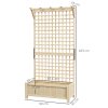 Outsunny Wood Planter with Trellis for Climbing Plants, Raised Bed, Planter Box with Drainage Holes to Grow Vegetables, Herbs and Flowers for Garden, Patio, Yard, Natural Wood Finish
