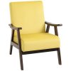 HOMCOM Nordic Accent Chair, Upholstered Velvet Armchair with Solid Wood Frame and Soft Thick Padded for Living Room, Bedroom, Champagne