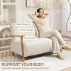 HOMCOM 2 Seater Sofa, Small Sherpa Fabric Couch Settee, Nordic Upholstered Loveseat with Wood Legs and Armrests, Thick Seat for Living Room, Bedroom, Office, Cream White