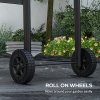 Outsunny Charcoal Barbecue Grill with Shelves, Portable BBQ Trolley Smoker with Wheels, Lid, Thermometer, Chimney for Outdoor Garden Party Cooking, Black