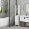 HOMCOM Narrow Bathroom Cabinet, Slim Bathroom Storage Unit with Open Compartment, Freestanding Storage Cupboard for Small Spaces, 30 x 30 x 160 cm, White