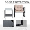 Outsunny 3 Pieces Rattan Garden Rocking Chair Set, Outdoor Rocking Bistro Set w/ 2 Cushioned Armchair and Glass Top Two-tier Coffee Table, Black