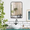 HOMCOM Modern Square Wall Mirror with Storage Shelf, 70 x 50 cm Mirrors for Living Room, Bedroom, Black