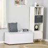 HOMCOM 113L Storage Chest, Storage Box with Flip-Top Lid and 2 Safety Hinges, Storage Trunk for Living Room, Entryway, 100 x 40 x 40 cm
