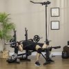 HOMCOM Adjustable Weight Bench with Pulley System, Incline Bench Press Set with Squat Rack, Leg Developer, Butterfly and Weight Storage, for Home Gym Full Body Workout