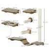 PawHut 8Pcs Cat Shelves, Cat Wall Furniture with Scratching Posts, Perches, Ladder, Wall Mounted Cat Tree for Sleeping, Playing, Lounging - Brown