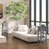 HOMCOM Side Table Set of 2, Bedside Table Set with Drawer and Storage Shelf, End Table Set with Elegant Flower-Shaped Design for Living Room Bedroom, Grey