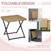 Outsunny Folding Rattan Garden Coffee Table, Small Square Outdoor Bistro Side Table with Rattan Top for Patio, Balcony, Porch, 40 x 40 x 40 cm, Natural