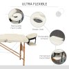 HOMCOM Portable Massage Bed, Folding Spa Beauty Massage Table with 2 Sections, Carry Bag and Wooden Frame, Cream White