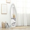 HOMCOM Irregular Wavy Mirror Full Length 160x50cm, Arched Floor Standing Mirror, Leaning or Wall Mounted, Velvet Wrapped Floor Mirror for Bedroom, Living Room, White