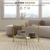 HOMCOM Round Coffee Table with Storage, 2-Tier Tempered Glass Coffee Table with Steel Frame for Living Room, Gold Tone