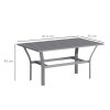 Outsunny Metal Garden Coffee Table, Rectangular Outdoor Side Table with Slatted Tabletop, Foot Pads for Outside, Garden, Balcony, Porch, 91.5 x 55 x 45cm, Dark Grey