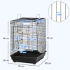 PawHut Bird Cage Parrot Cage Budgie Cage 59cm with Openable Top, Stand, Tray, Handles, Feeding Bowls for Parakeet, Finch, Black