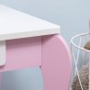 ZONEKIZ Kids Dressing Table, Kids Vanity Set, Girl Makeup Desk w/ Mirror, Stool, Drawer, for Ages 3-6 Years - Pink