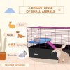 PawHut Guinea Pig Cage Chinchillas Rabbit Small Animal Cage with Ramp, Dish, Water Bottle, 99 x 52 x 53cm, Black