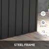 Outsunny 450 Litre Garden Storage Box, Outdoor Storage Box with Wheels and Handles, Lockable Galvanised Steel Outside Deck Box Organiser for Tools, Cushions, Dark Grey