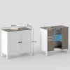 kleankin Modern Bathroom Sink Cabinet, Floor Standing Under Sink Cabinet, Freestanding Storage Cupboard with Adjustable Shelf, Double Doors, Antique White
