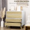 HOMCOM Chest of Drawers, 4-Drawer Storage Cabinet Organiser with Legs for Bedroom, Living Room, White and Oak
