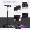 HOMCOM Kids Scooter, 3 Wheel Foldable Kick Scooter Adjustable Height w/ Flashing Wheels, Music, Water Spray for 3-6 Years, Black