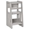 HOMCOM Kids Step Stool, Adjustable Standing Platform, Toddler Kitchen Stool , Standing Tower for Kids, Kitchen Counter with Three Adjustable Heights - Grey